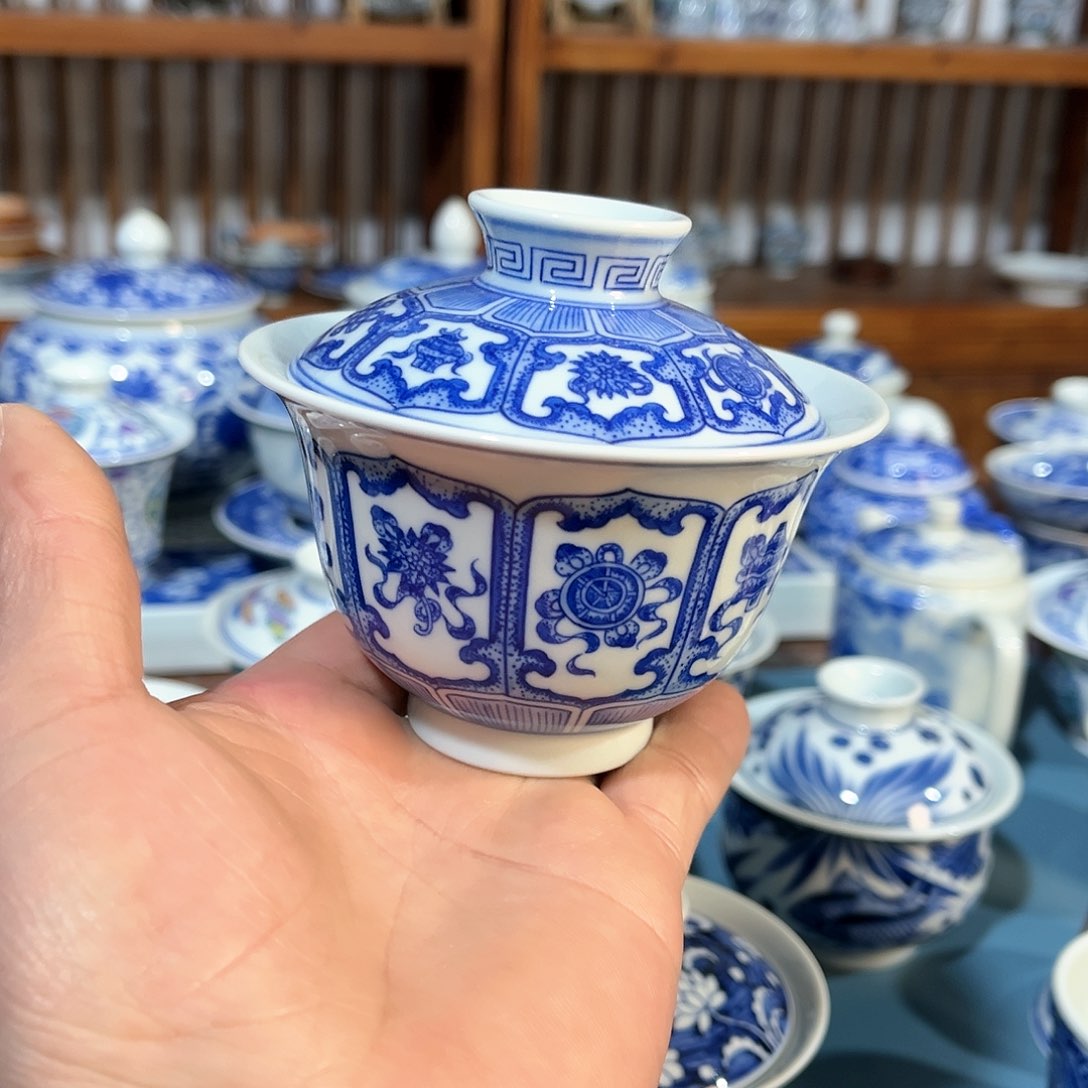 錡镇堂手工手绘盖碗