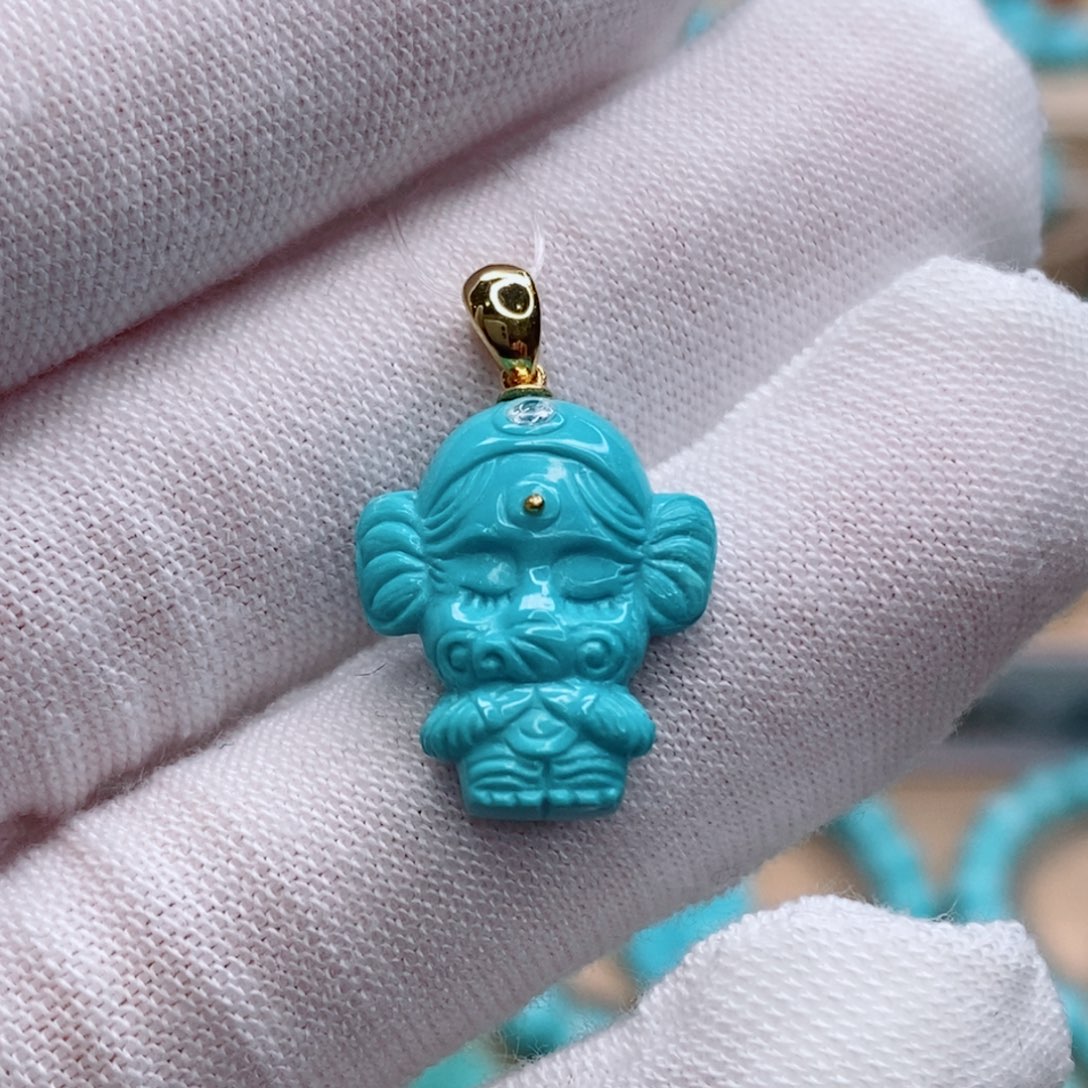 绿松石18K金镶嵌珠宝奇石