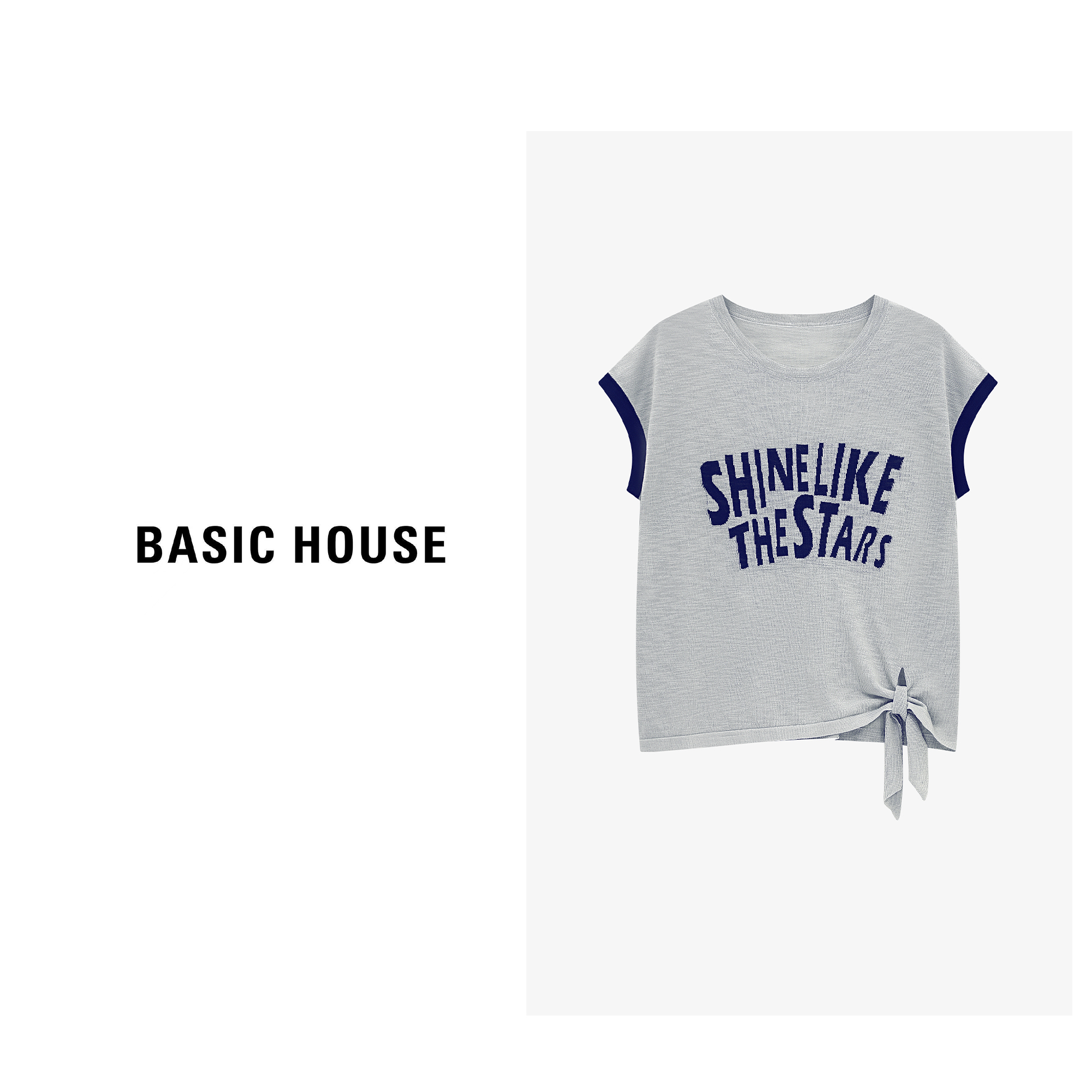 Basic House/百家好美式时尚休闲夏季宽松针织衫B0625B5U032