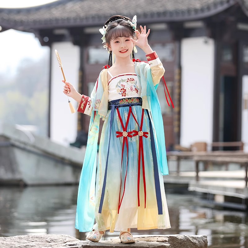 儿童汉服cos妙妙同款2025新款古装中国风超仙齐胸襦裙小公主汉服