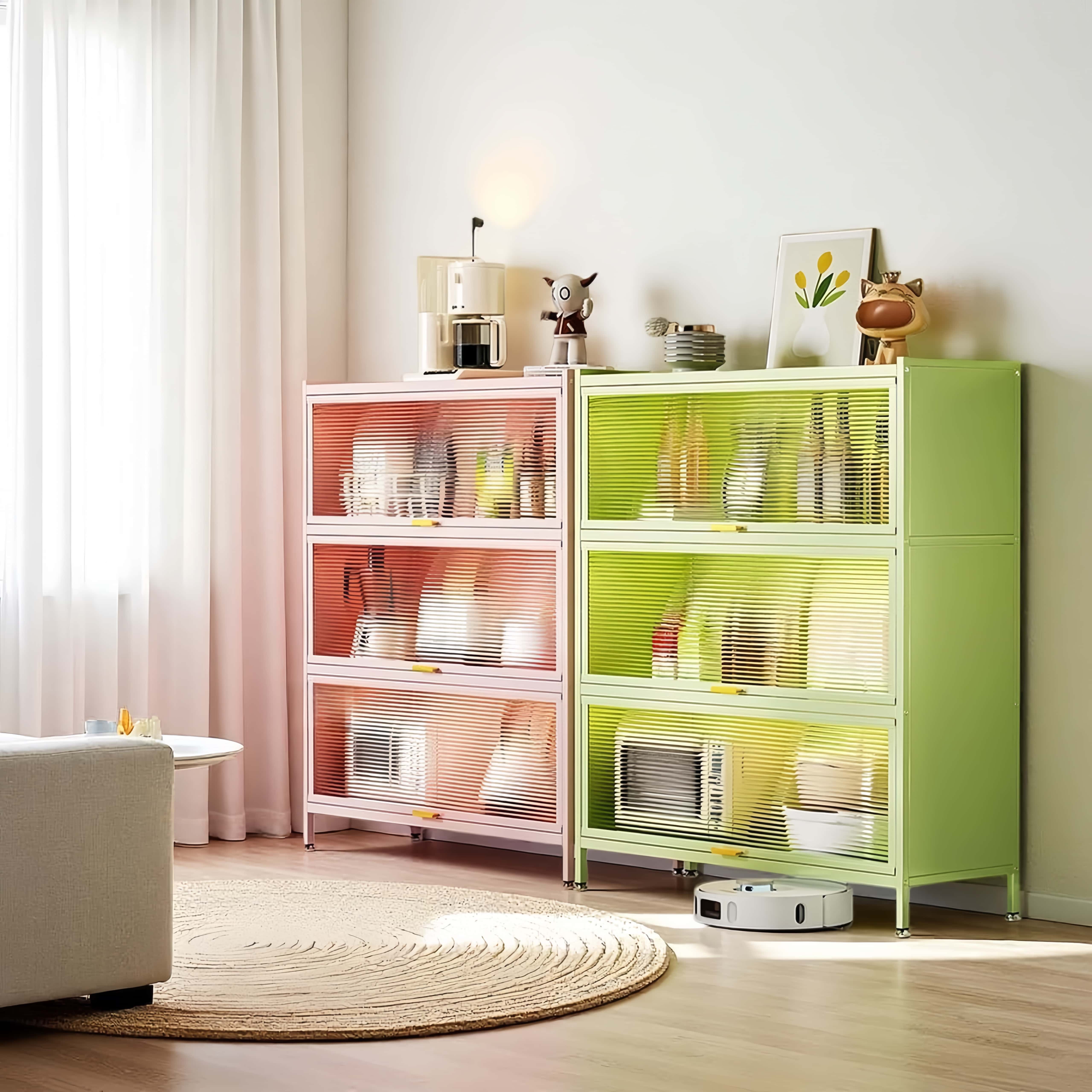 福凯祥家用钢制书柜儿童书架客厅落地多层储物柜铁艺置物架防尘柜