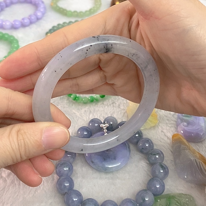 翡翠未镶嵌手镯冰乌鸡55圆条