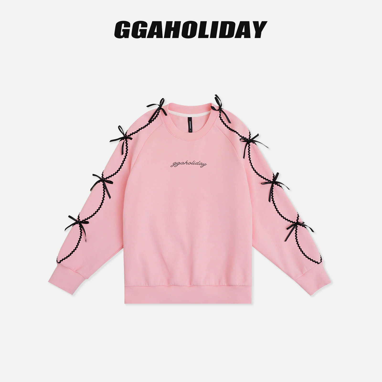 GGAHOLIDAY 时尚休闲百搭宽松潮流简约设计粉色长袖卫衣-153209