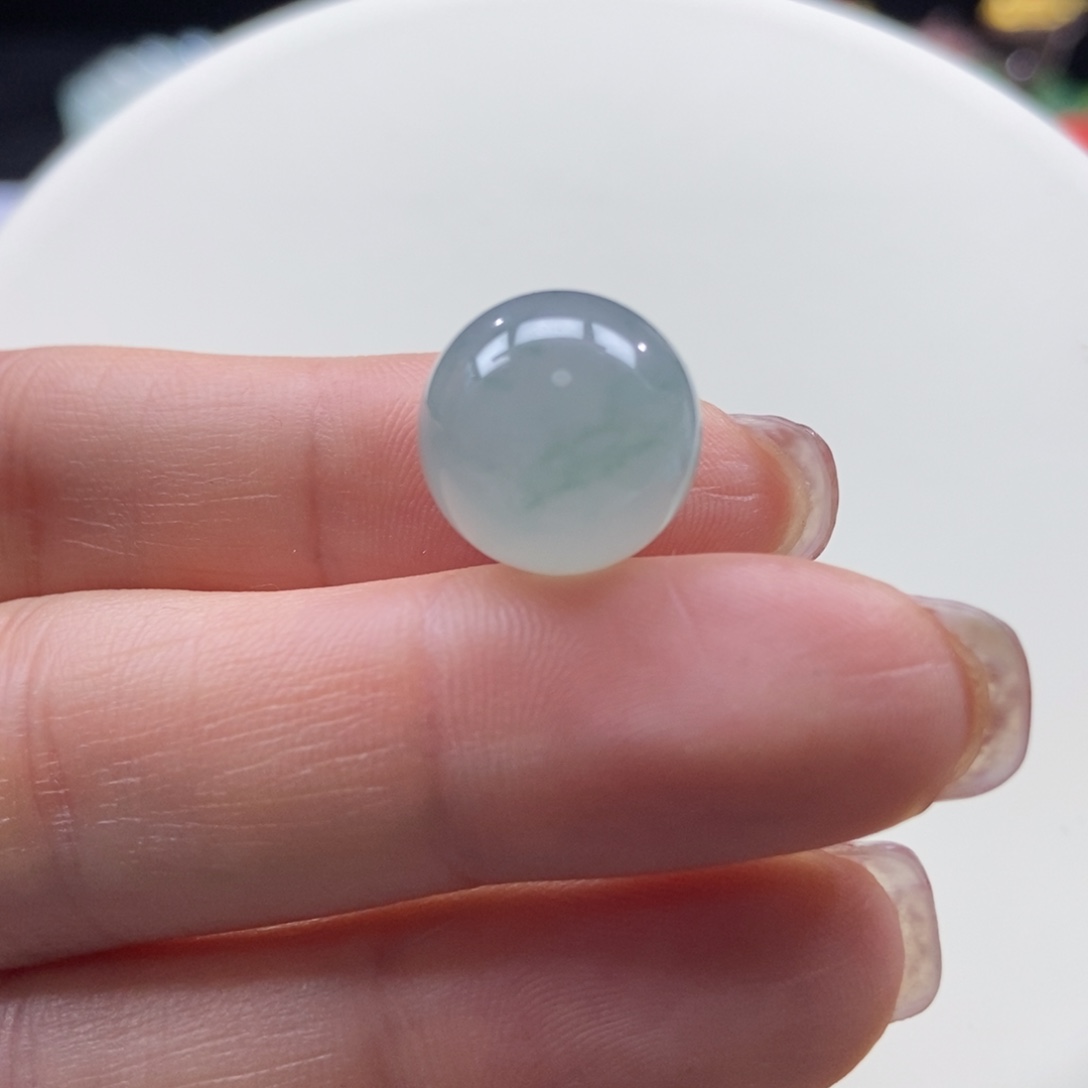 翡翠颈饰未镶嵌冰胶蓝花圆珠13.7mm