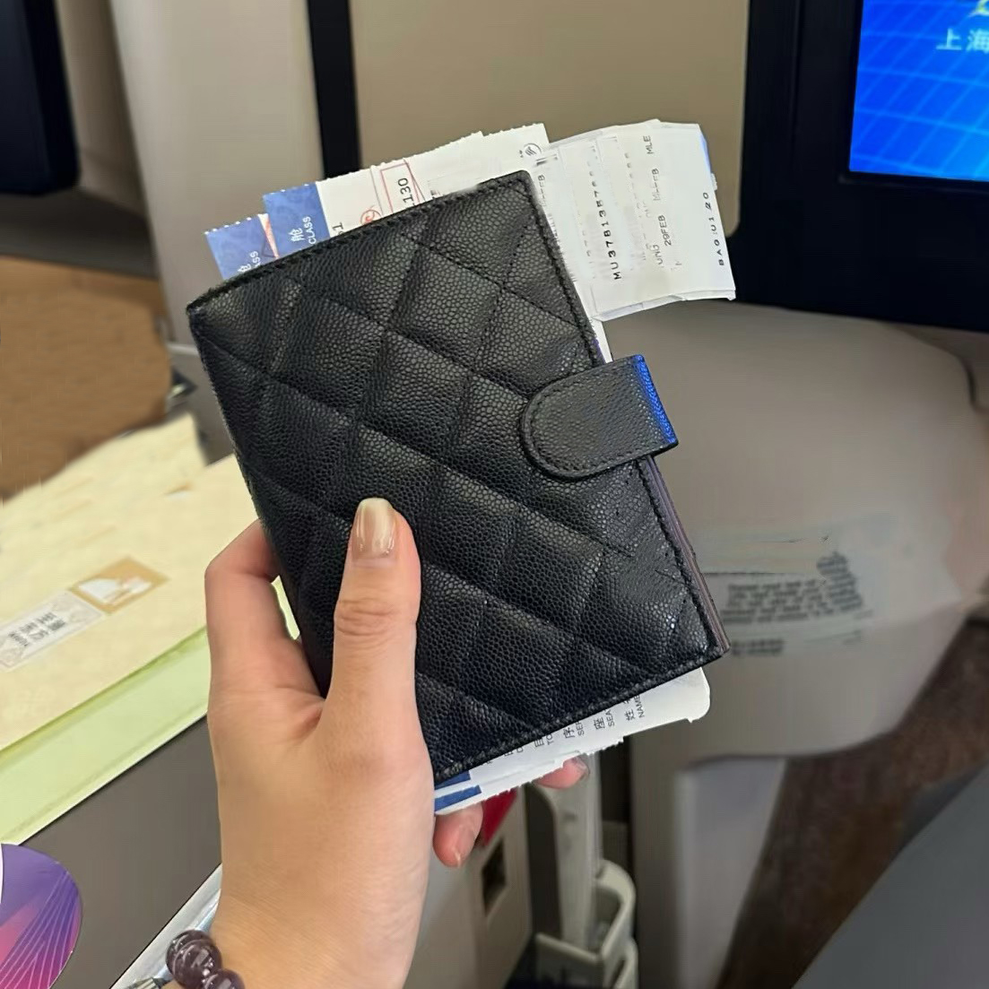 钱夹鱼子酱牛皮钱包黑金黑银色荔枝纹时尚百搭护照夹