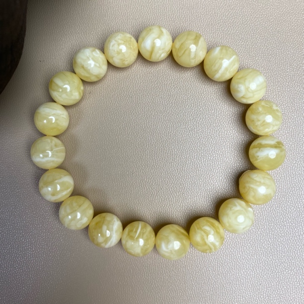 10毫米11.11克天然俄白花虎皮蜜蜡圆珠手串溶洞老型直切枣珠桶珠