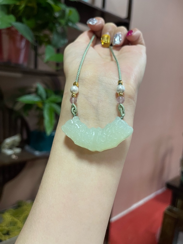 岫玉锁骨链毛衣链玉横