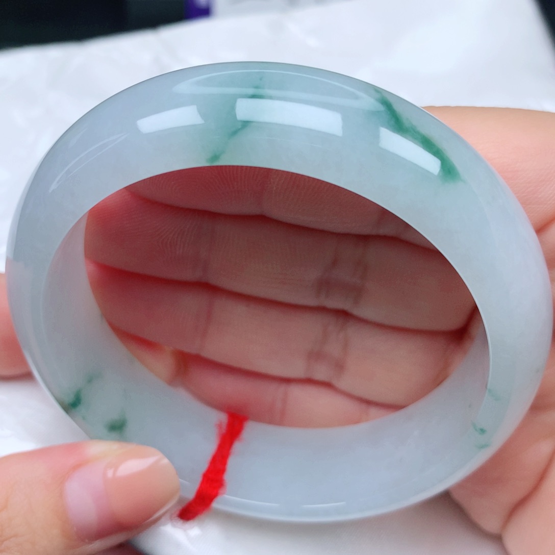 未镶嵌手镯翡翠48冰蓝花轮胎