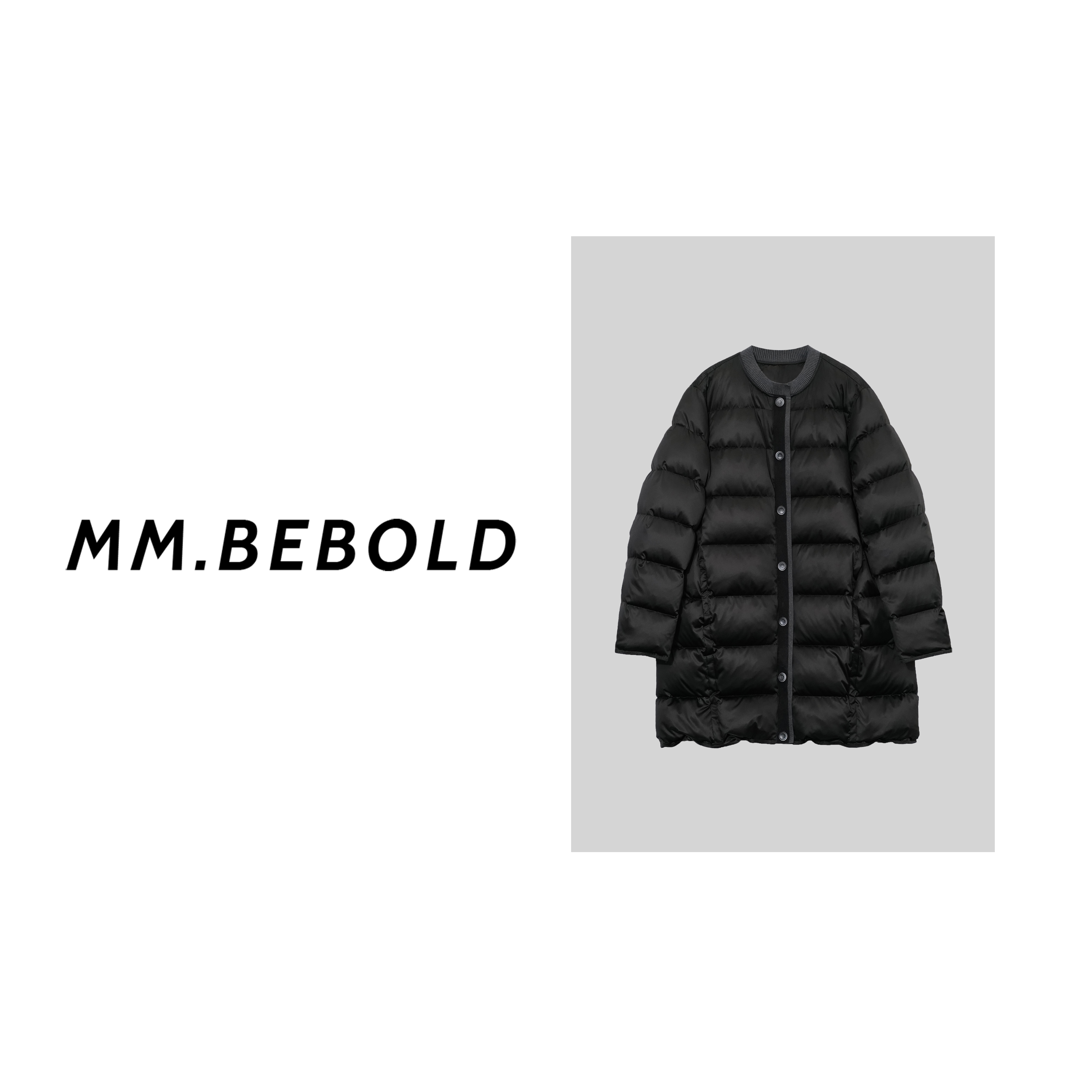 【妙姐精选】暖冬 无领排扣中长款羽绒服MLM70177