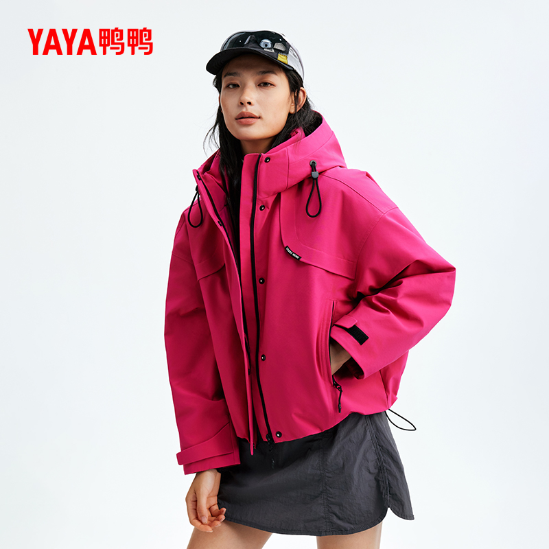 YAYA/鸭鸭羽绒服女短款冬时尚户外机能风百搭休闲外套YE5B608445H
