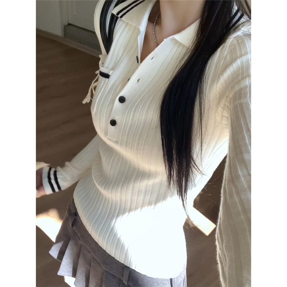 白色针织打底衫女2026新款秋季穿搭漂亮内搭独特绝美小上衣巨好看