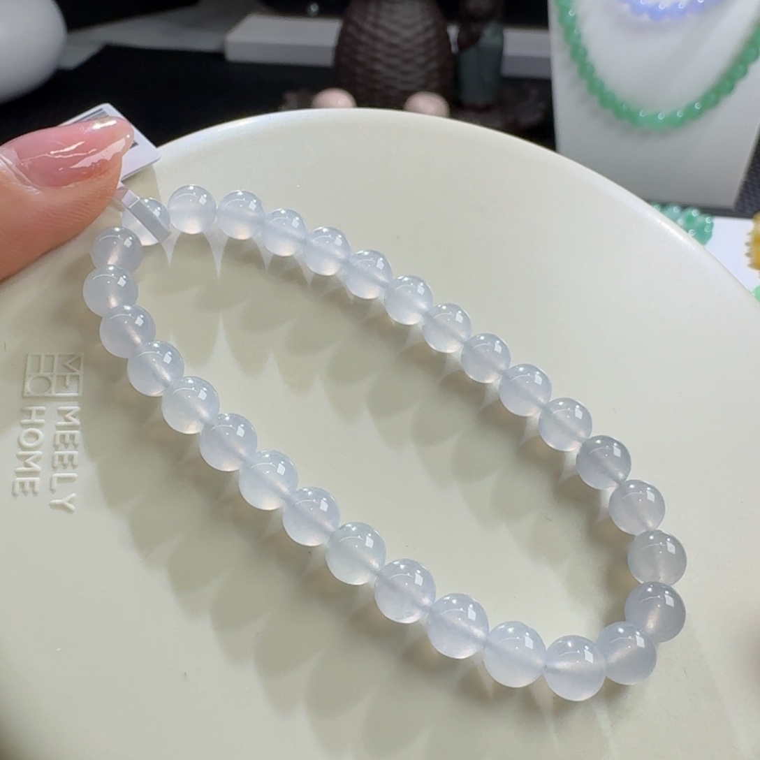 未镶嵌手链翡翠冰胶白月光单圈6mm