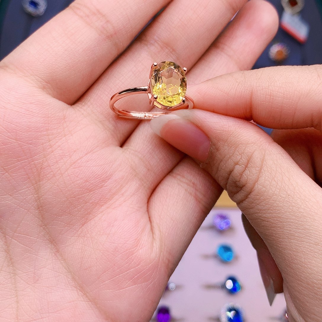 黄晶戒指银S925镶嵌11111