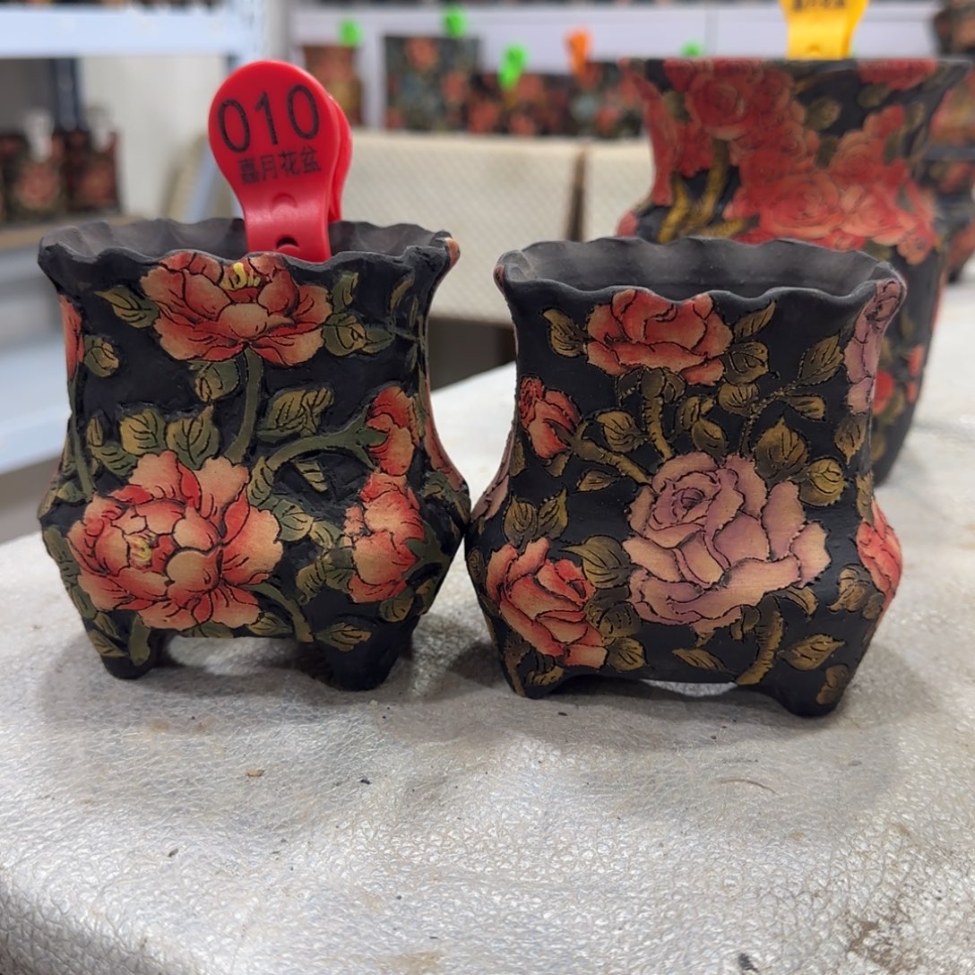 *****紫砂花盆精品多肉手绘花盆