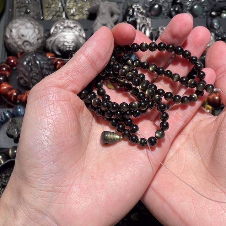 黑曜岩手串未镶嵌?*然108珠