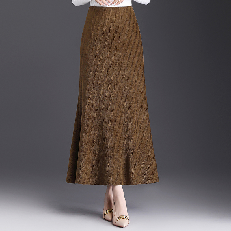 丝绒鱼尾半身裙女春季2025新款时尚高腰垂感遮胯显瘦包臀裙子