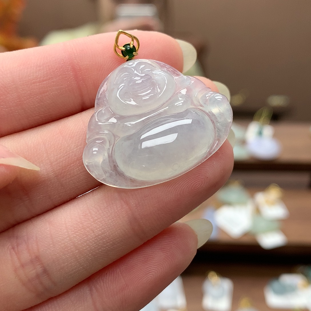 翡翠吊坠(不含链)18K金镶嵌