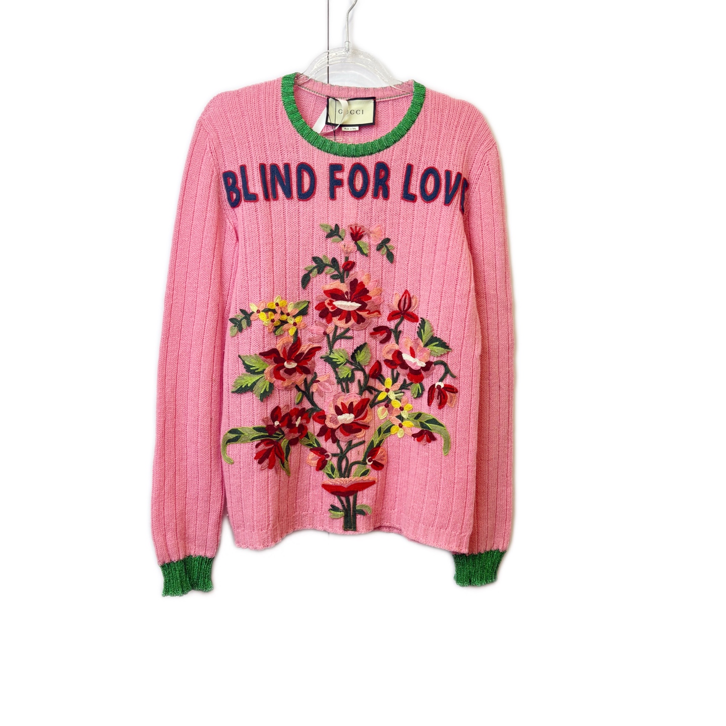 99新 GUCCI/古驰 02382 花卉针织毛衣  m码 