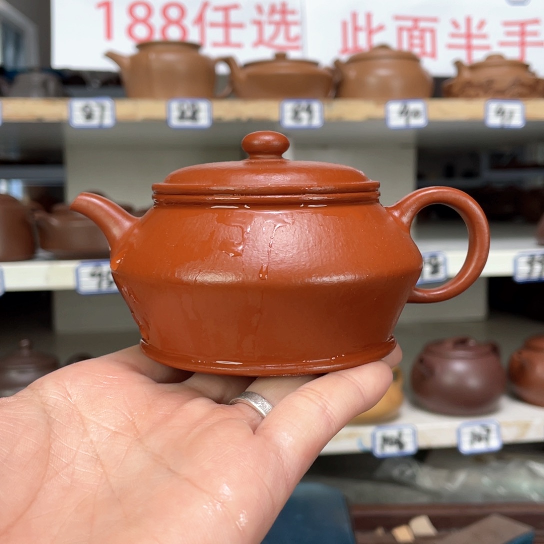 紫砂茶壶三*三小煤窑朱泥全手工180毫升