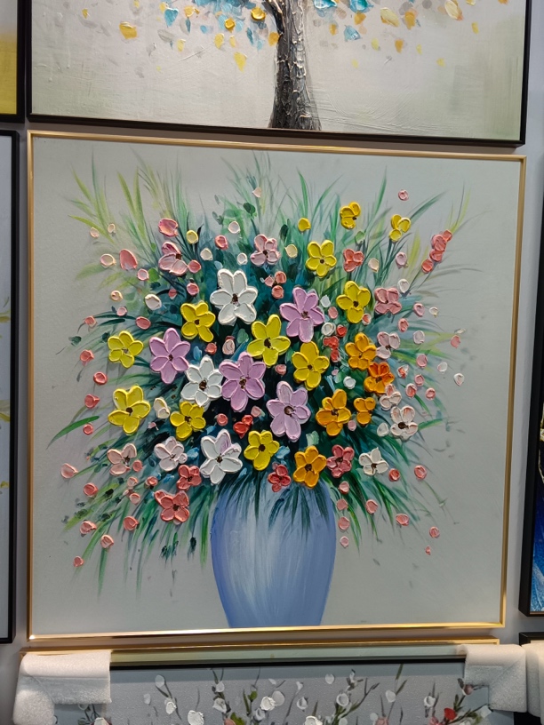 轻奢小清新手绘花卉油画客厅餐厅背景墙装饰画