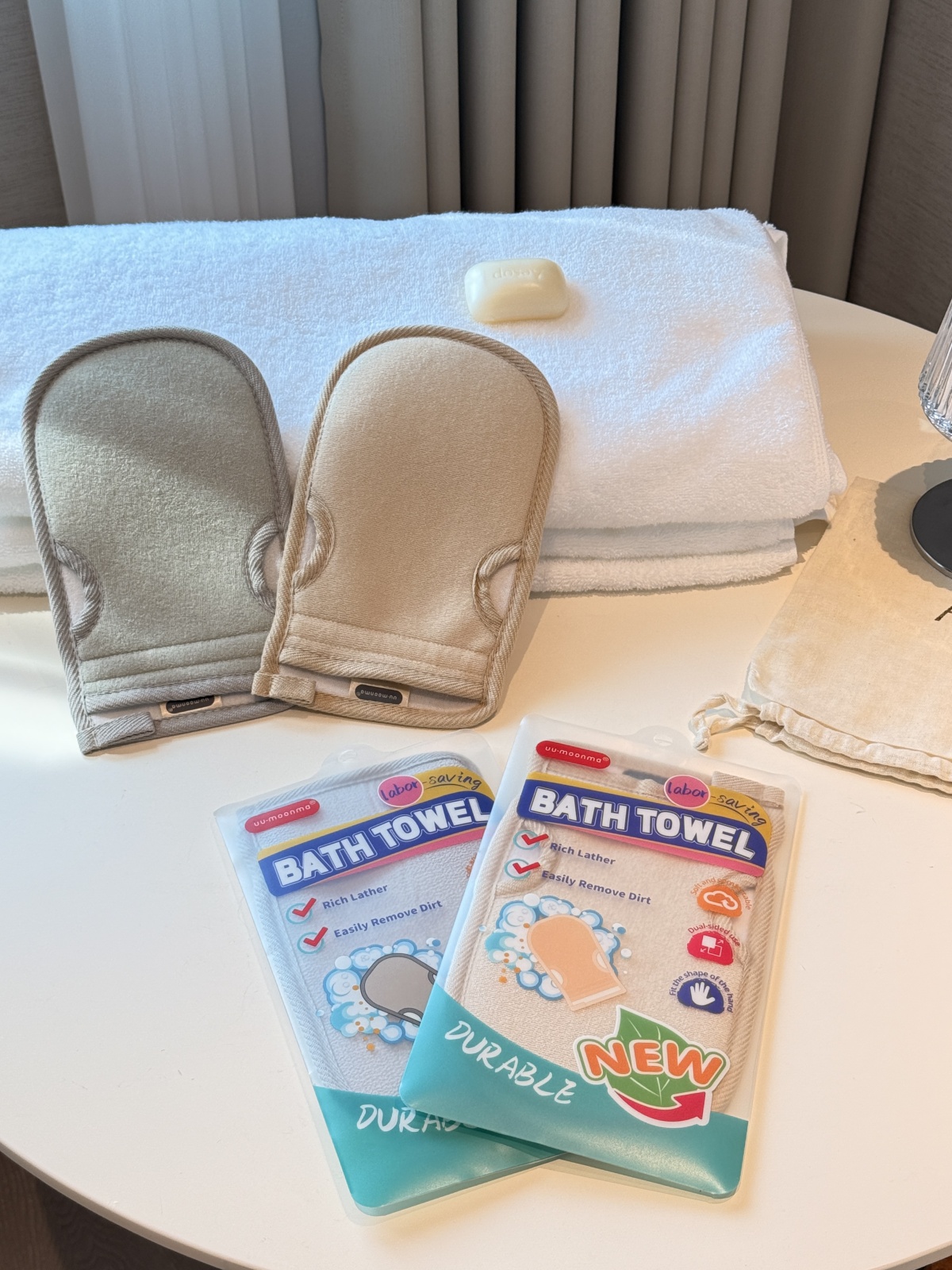 好舒适~！·出口日本原单 搓泥起泡二合一舒爽洗澡巾 搓澡手套