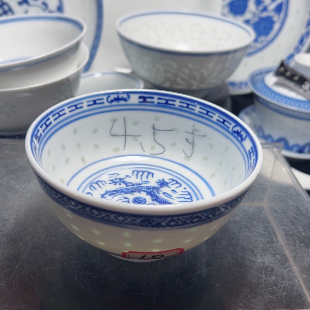碗青花玲珑4.5寸，小饭碗，小饭碗