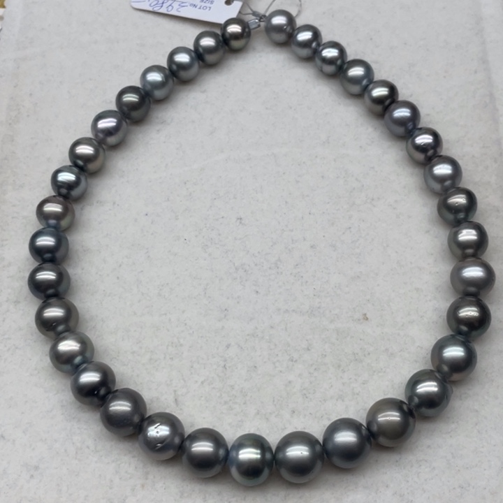 未镶嵌项链海水珍珠铂金灰10-13