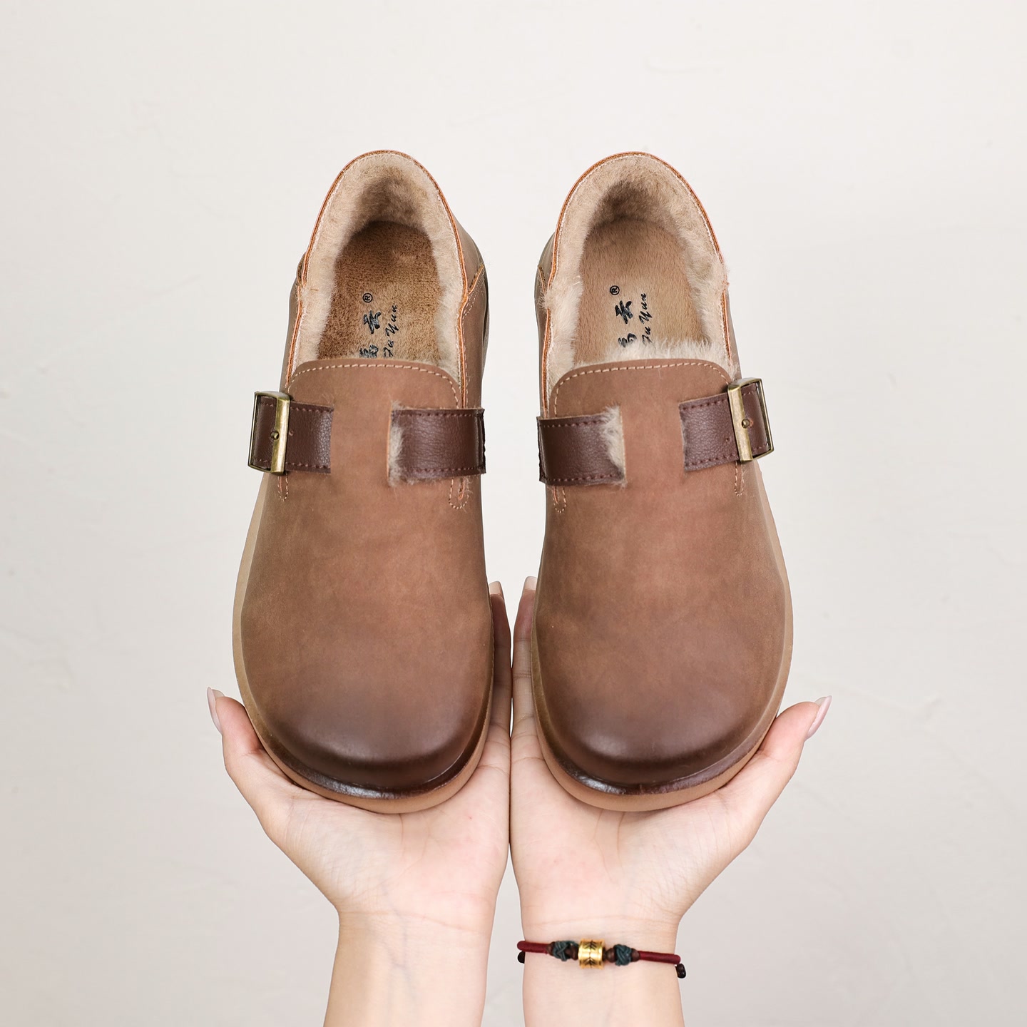 祥福云【加厚勃肯】一脚蹬加绒加厚保暖防滑软底平底女棉鞋