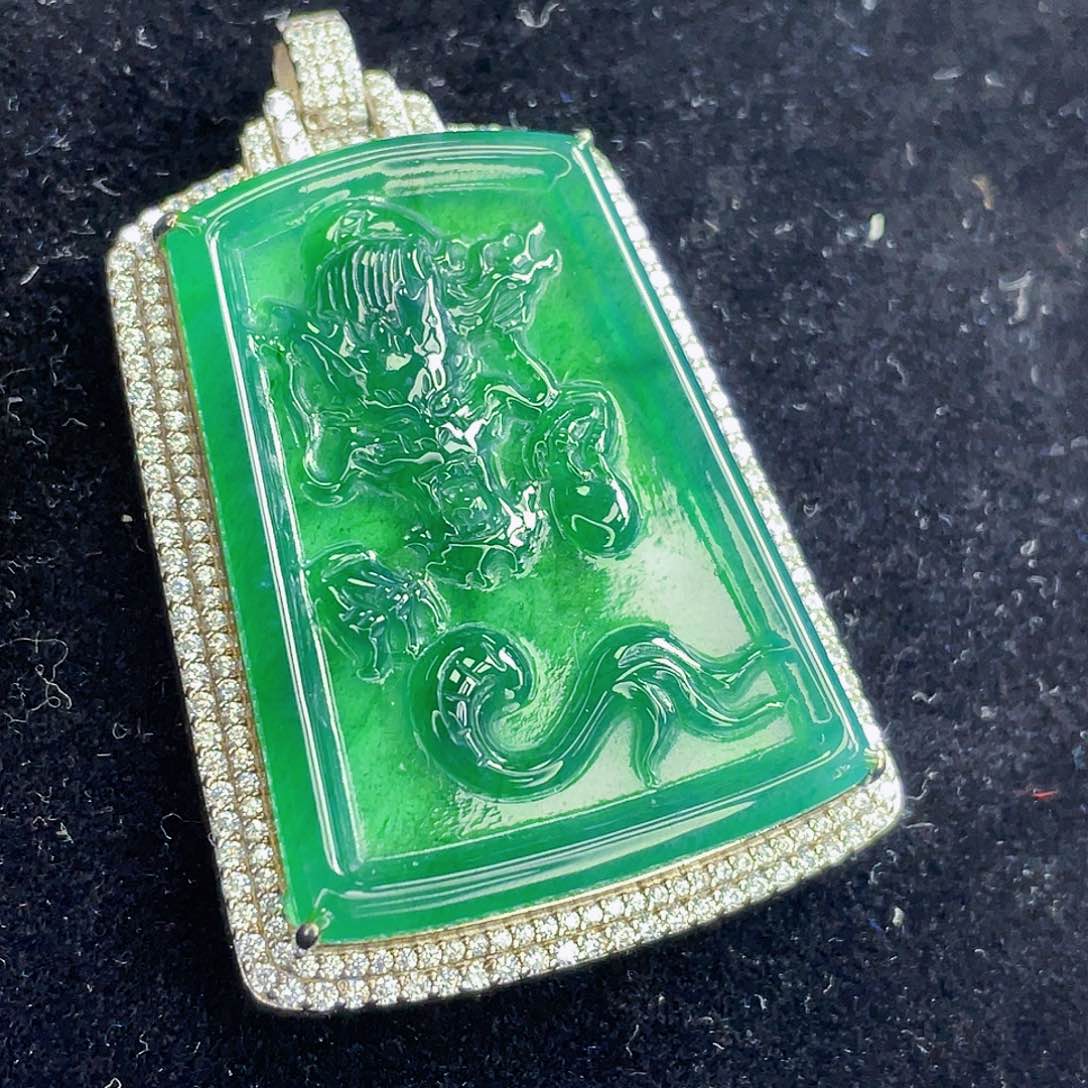 翡翠吊坠(不含链)银S925镶嵌