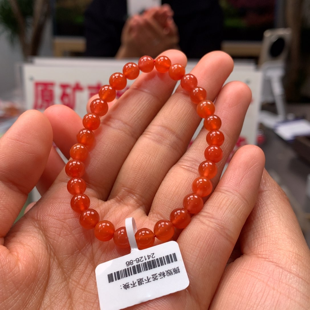 南红玛瑙6mm冰红单圈手串未镶嵌