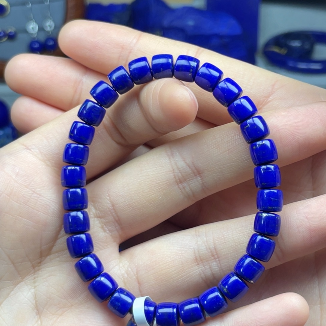 青金石未镶嵌直切手串7+