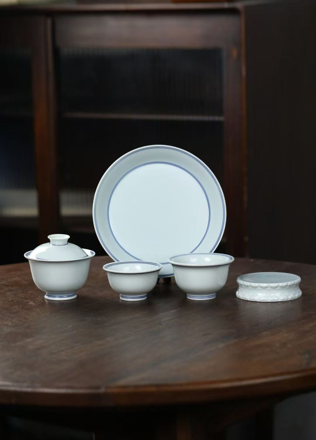 景德镇高温瓷纯素胎茶具套组五件套
