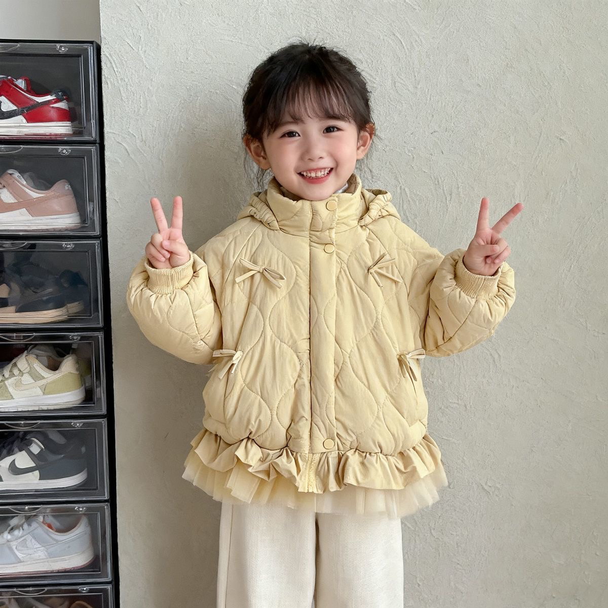 女童外套加绒秋冬装2025新款洋气小女孩宝宝冬季棉服儿童加厚棉衣