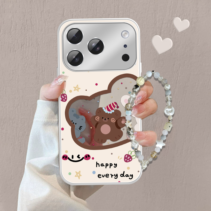 【适用苹果/华为/荣耀/OPPO/VIVO/小米】开心卡通小熊镜面手机壳