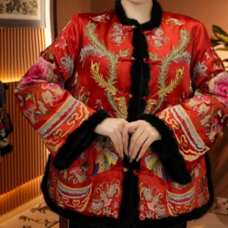 【凤川牡丹】重磅刺绣国风冬款加厚双面双穿外套-小妤大女王仓