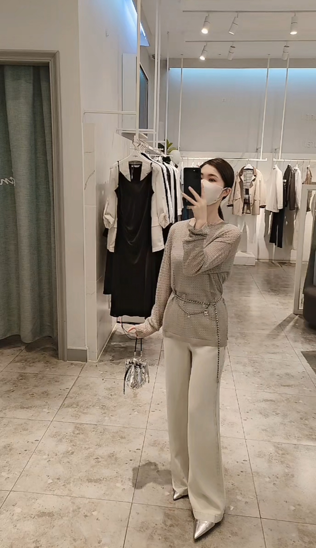 2025夏季新品灰绿色针织衫