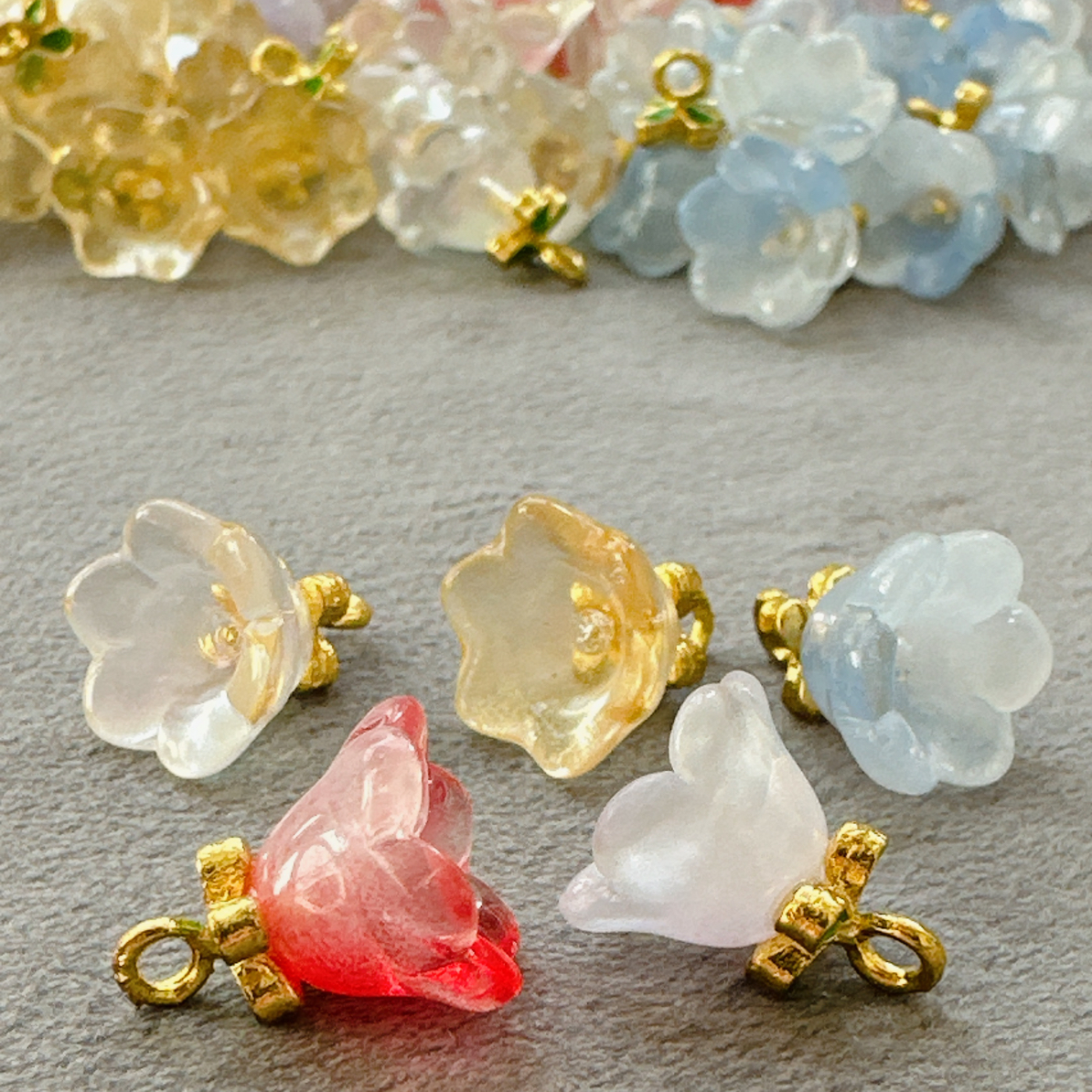 10mm新中式国风彩色铃兰花花托扣子旗袍汉服古装宋锦辅料纽扣配饰