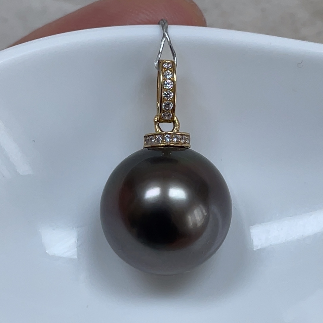 海水珍珠18K金镶嵌吊坠(不含链)13.8mm