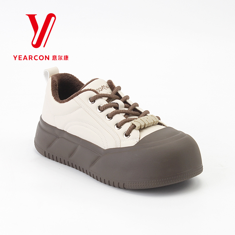 意尔康女鞋网红时尚蘑菇鞋冬季新款加绒运动休闲鞋潮流板鞋073683