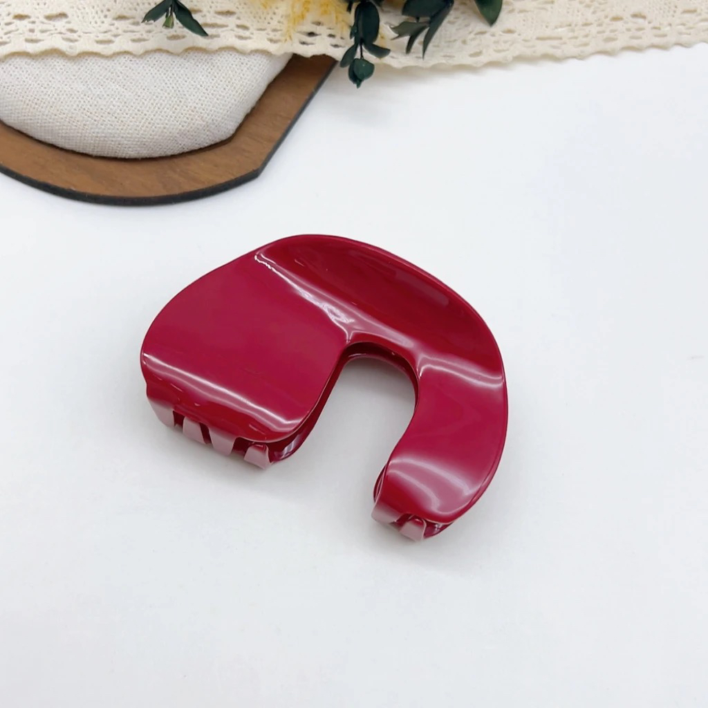 02879 好啊商店 醋酸U字抓夹-红色 长度9cm左右