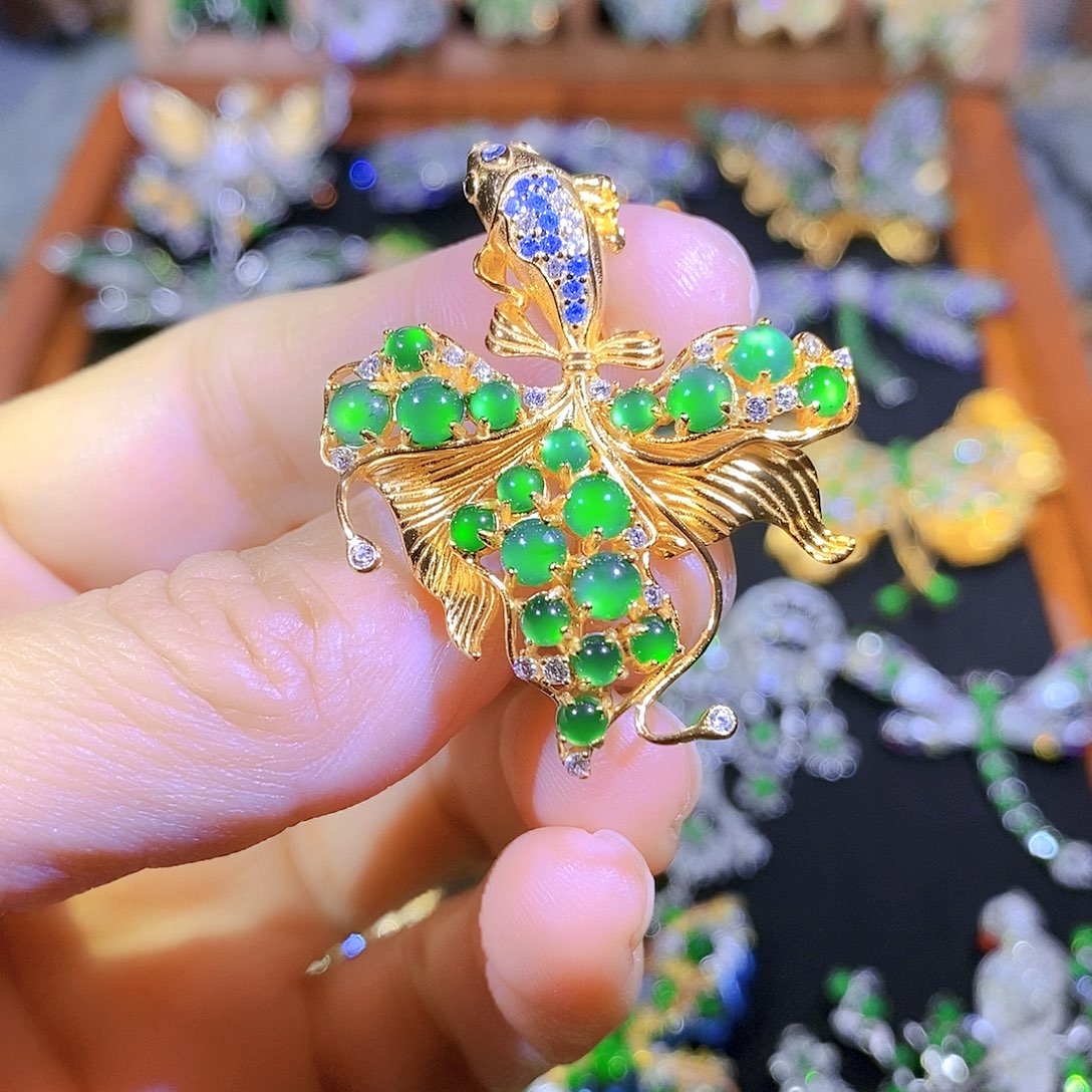 吊坠(不含链)银S925镶嵌翡翠