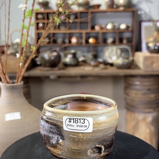 #1813柴烧裸烧窑变玉化个性茶杯