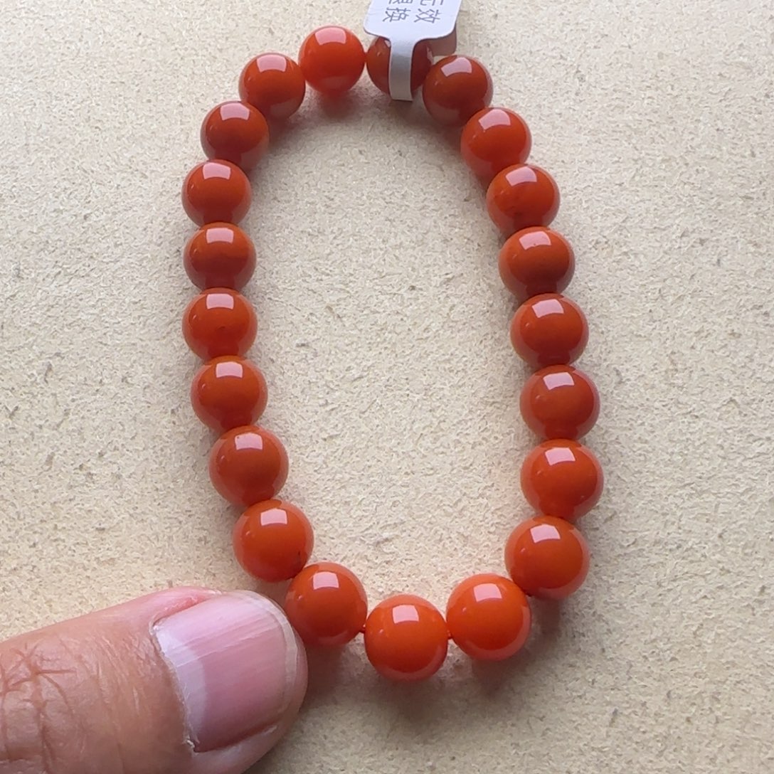 南红玛瑙未镶嵌手链9mm冷水河