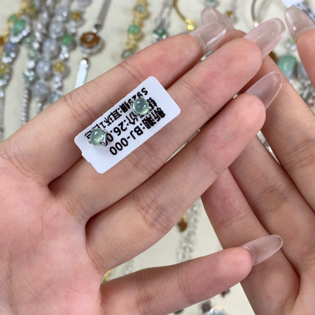 *****翡翠银S925镶嵌戒指耳钉