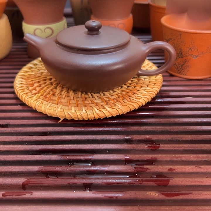 抖***花紫砂茶杯微瑕扁扁晨