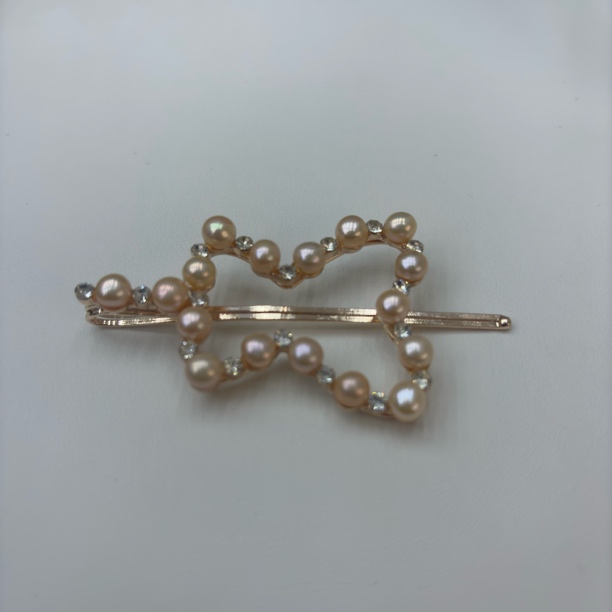 171-蝴蝶结粉色珍珠发夹