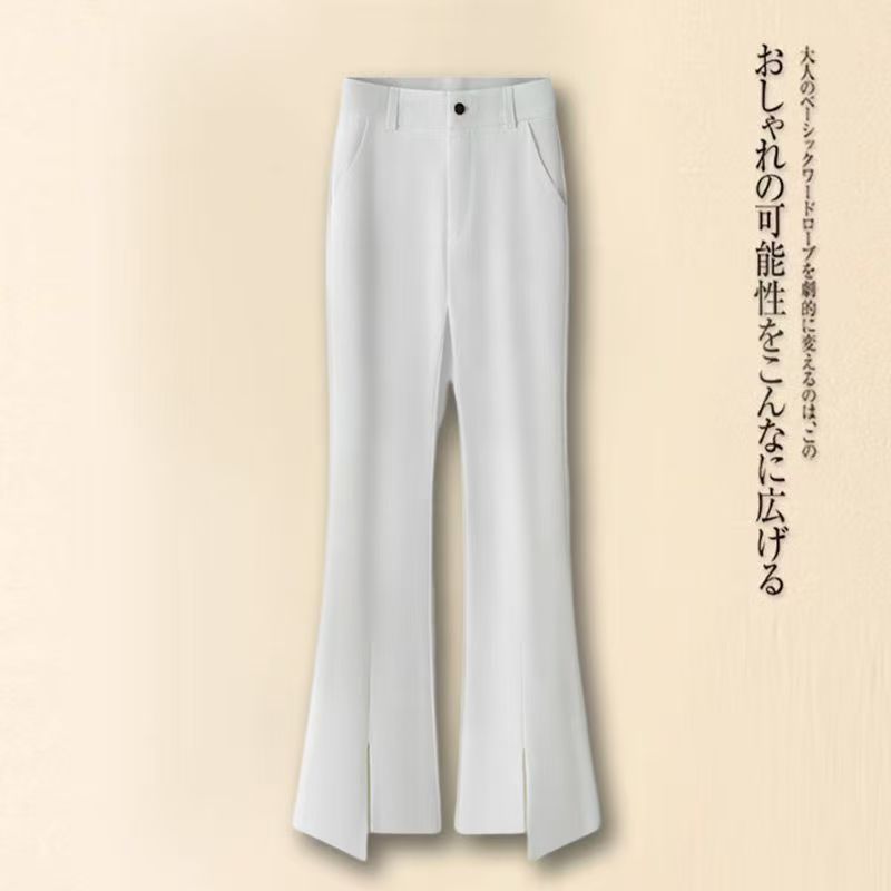 2588#设计感开衩女裤夏季2025新款百搭显瘦小个子休闲微喇裤