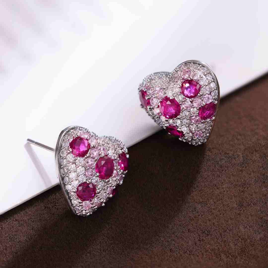 【晶汐】 精致气质经典百搭简约轻奢红爱心款DIY耳扣耳饰QP5658