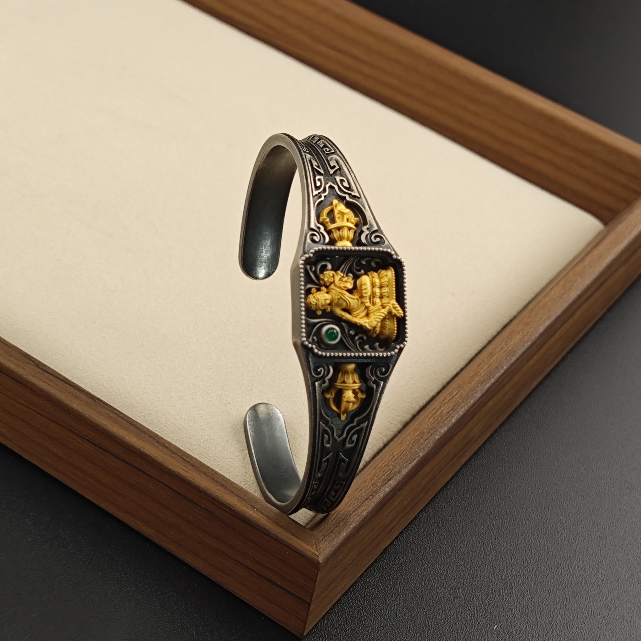 925银手镯 【慕城】（传承度母）金尊度母妙相嘎乌盒手镯  S491