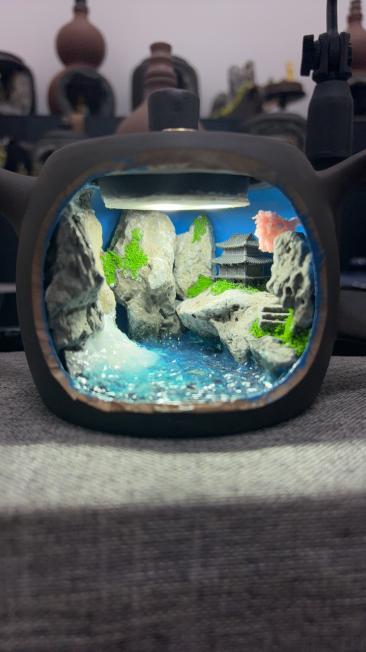 创意微景观茶壶瀑布款
